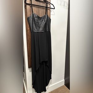 BCBG size S leather bustier tiered black dress